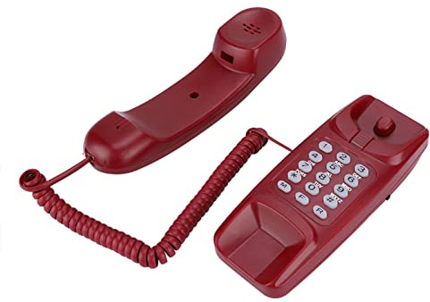 Teléfono de Pared, Teléfono Hotel, Teléfono Fijo Sobremesa, Teléfono Hotel con Cable, Teléfono Residencial para la Familia del Hotel (Sin Identificador de Llamadas) (Rojo púrpura)