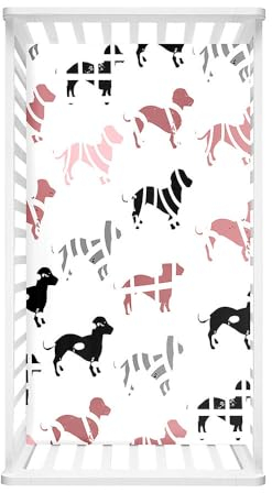 Hiseng Baby Spannbettlaken Bettlaken für Runde & Eckige Matratzen, Dackel Hund 3D Mikrofaser Spannbettlaken Kinderwagen Unisex Matratzenschoner für Beistellbett Kinderwagen (Weiß,60x120cm)