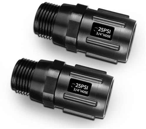 Kznifmk Druckregler für Tropfbewässerung, 25 PSI, 3/4 Schlauchgewinde, Druckminderer für Tropfbewässerung - 2er-Pack
