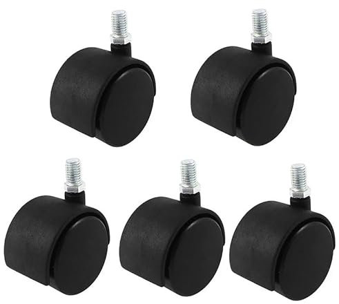 5pcs Universal Chair Wheel Office Chair Casters Chair Wheels M10 x 15mm Furniture Swivel Twin Caster Wheels Replacement Parts