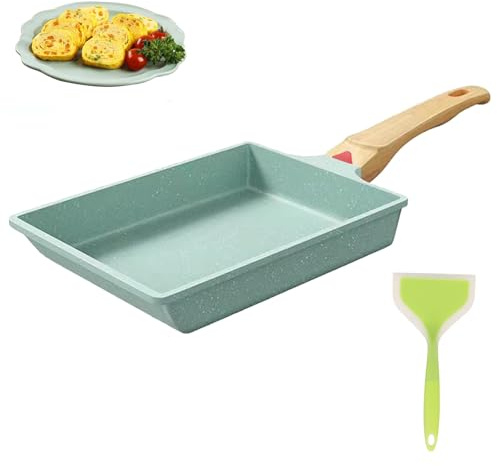 Jsleid Padella Per Omelette Giapponesi, Padella Rettangolare Per Frittata Antiaderente, Padella Per Omelette Giapponese, Con Spatola In Silicone, Per Cottura a Induzione e a Gas