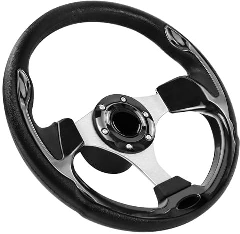 Acclcors 317mm/12.5inch Boat Steering Wheel, 3/4 Inch Axis Marine Steering Wheel Adapter for Marine Boats, Vessels, Yachts,Pontoon Boats