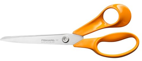 Fiskars Classic Ciseaux Universels de Bricolage et de Tissu, Pour Droitier, Longueur Totale : 21 cm, Vis Torx Améliorée et Poignée Plus Ergonomique, Acier de Qualité/Plastique, Orange, 1075032