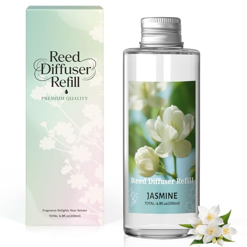 SCENTORINI Difusor De Fragancia para Habitación Jazmín 200ML Recambio De Aceite Esencia, Ambientadores De Hogar Fragancia Duradera para El Hogar, Baño y Decoración De Habitación