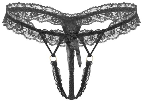 winying Homme Perles Sissy String Tanga T-Back Ouvert sous-vêtement Slip Dentelle Lingerie Féminisée Briefs Panties Underwear