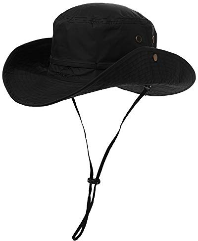 Comhats UPF 50 Sonnenhüte mit breiter Krempe, Sommer-Mesh, UV-Schutz, Safari-Hut, zum Angeln, Wandern, Boonie-Hüte mit Kinnriemen, wasserdicht und atmungsaktiv Schwarz M/L 57-60CM