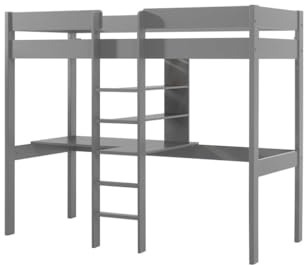 Vipack Bett, robust, Kiefer, Grau, Einzelbett