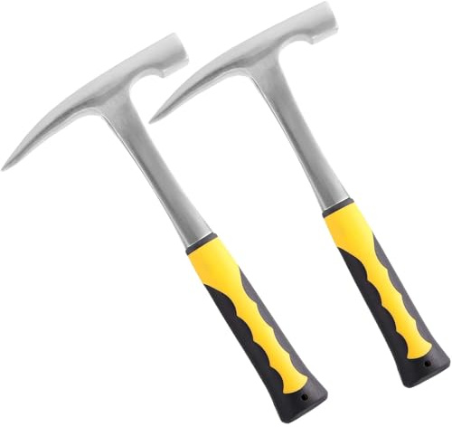 HAKZEON 2 Pcs 32oz Rock Pick Hammer, 12 Inch Steel Geology Rock Hammer, Mason Concrete Chisel for Mining, Geological Prospecting, Camping