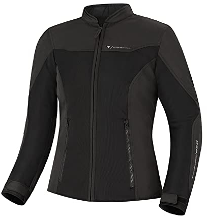 SHIMA OpenAir Motorrad Jacke Damen mit Protektoren AirForce Rückenprotektor Motorradjacke Sommer Mesh Belüftet Textiljacke Schutzjacken Protektorenjacke Luftige (Frauen, Schwarz, L)