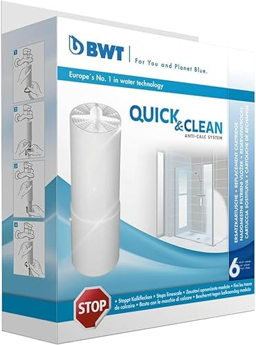 BWT Filterkartuschen für Quick & Clean Antikalk-Filtersystem | Duschfilter für ein schönes kalkfreies Bad mit weniger Putzaufwand | Vorratspack - 6 Stück