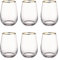BUTLERS 6er Set Trinkgläser mit Goldrand 590ml elegante Vintage Gläser - TOUCH OF GOLD - Wassergläser Set, Cocktailgläser Set | Trinkgeschirr Wasser, Tee, Limonade, Eiskaffee, Longdrinks