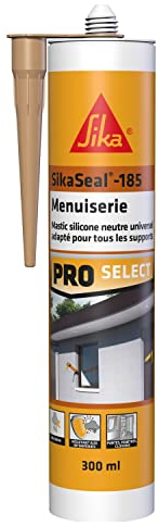 SIKA - Mastic silicone universel - SikaSeal-185 Menuiserie beige pierre - Joint de construction, menuiserie, vitrerie - Intérieur/extérieur - 300 ml