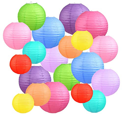 Ucouper Lanterne di Carta Rotonde Clorati 20 pz Lanterne da Giardino Pieghevoli Lanterne da Esterno da Appendere per Compleanno Festa
