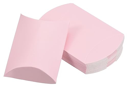 PATIKIL Cajas de almohada, 50 cajas de regalo de boda, caja de papel para envolver regalos, fiestas de boda, color rosa