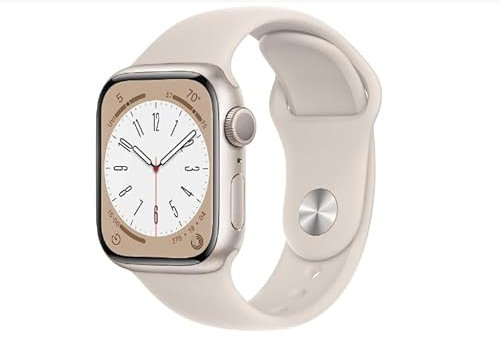 Apple Watch Series 8 (GPS, 41 mm) Carcasa de Aluminio con correa Starlight deportiva Starlight, talla única (Reacondicionado)