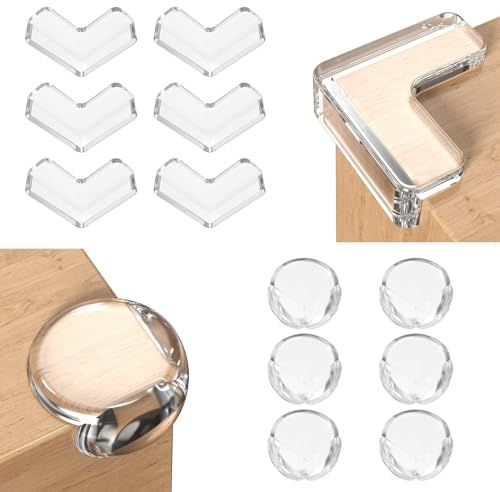 Eckenschutz, 12 Stück Transparent Eckenschutz, Selbstklebend Kantenschutz 2 Formen, Möbel schützen, Rückstandslos Entfernbar, Anwendung für alle Möbel, Stoßschutz für Baby und Kinder