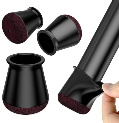 Septeamay 32 Stück Stuhlbeinkappen, Filzgleiter für Stühle, Schwarz Stuhlbeinschoner mit Filz, Stuhlbeinkappen Rund, Silikon Schutzkappen für Stuhlbeine,Stumm Verschleißfeste Filzgleiter 18–28mm