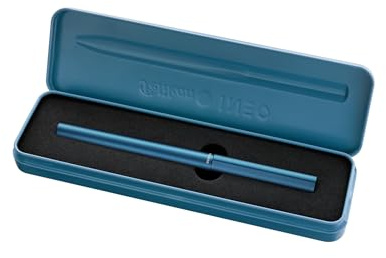 Pelikan Pluma Estilográfica INEO para Escuela y Oficina, Diseño Minimalista, de Aluminio, Recargable, en Estuche de Regalo de Metal Moldeado, Sostenible, Blue Sapphire Mate
