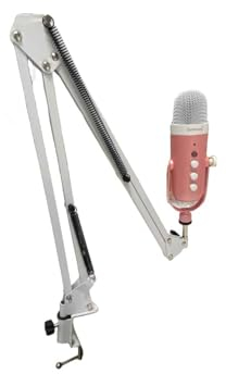 zealsound Kit de Microphone USB pour iPhone, PC, Mac, PS5, avec Suppression du Bruit, Silencieux, pour Gaming, Enregistrement, Zoom, Discord, Youtuber sur Windows, k66s Pink Micro Podcast avec Bras