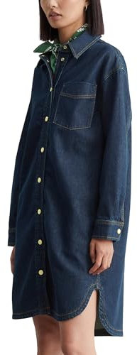 Marc O'Polo Denim Damen Cordkleid aus Bio-Baumwolle Oversize Fit, Blau (Dark Blue Multi 21), L