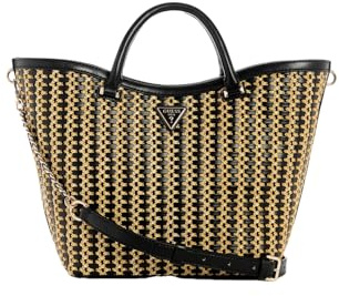 GUESS Damen Atalia Tote Tragetasche, Natur/schwarz