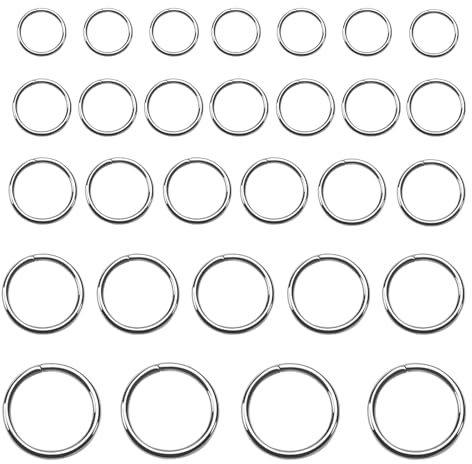 TOAOB 130 st hoppringar, öppna hoppringar, 304 rostfritt stål, smyckeskontakt, kedjelänkar, silver, mm 12, 14, 16, 18, 20 för halsband, armband, smyckestillverkning