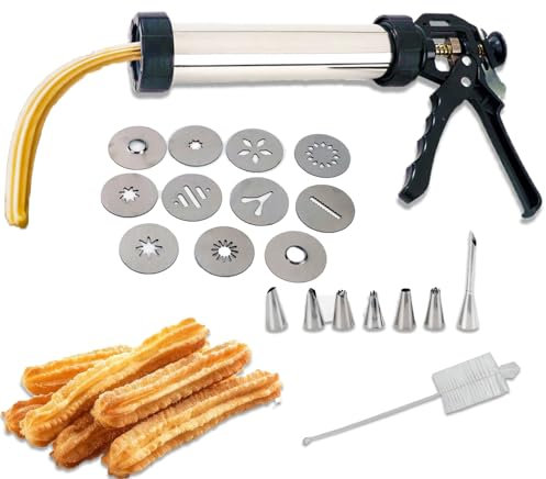 Bonxrdun Machine à churros : la presse à biscuits parfaite pour votre cuisine - 8 moules, 7 seringues, 2 brosses !