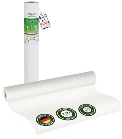 Veluxis Glattvlies Vliestapete weiß – Renoviervlies Untertapete, 25,00 m x 0,75 m, 130g/m², überstreichbar, rissüberbrückend, formstabil