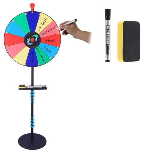 Roue de la Fortune à Tourner de 40 cm, Roue de Prix avec Plateau, 12 Slot, Roues de Prize Wheel, Roue de Loterie avec Support de 150 cm pour Carnaval, Jeux de Loterie, Gagnant, événement de Fête