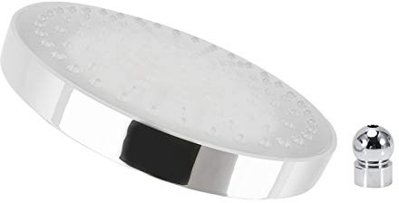 HEEPDD Cabezal de Ducha LED, Lluvia Redonda de 8 Pulgadas, Cambio de Color RGB con Temperatura, Acero Inoxidable, Acero Inoxidable