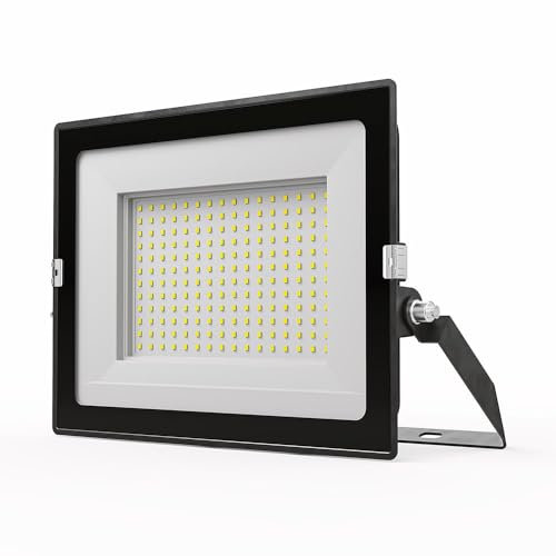 HOFTRONIC Stratos LED Fluter 150W – 13.120 Lumen – IP65 – Neutralweiß 4000K – Industrie Außenstrahler für Halle, Hof, Werkstatt & Sicherheitsbeleuchtung - Schwarz