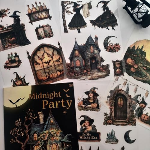 Scrapbook Stickers Accessori per Bullet Journal,20 fogli Adesivi Gotic Hexen a tema Halloween per decorazioni,journaling, album fotografici, blocchi note,computer,scrapbooking(Forest Party)