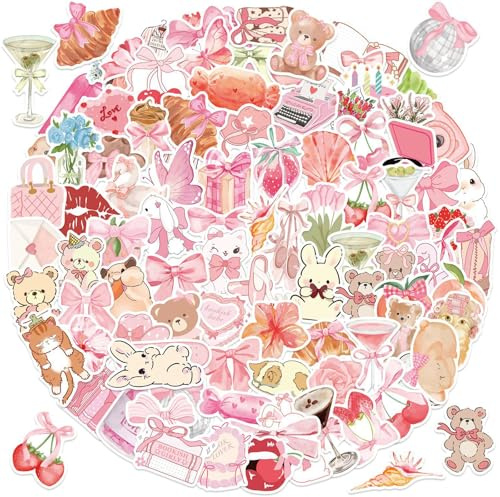HTTDSLF 100 Pezzi Adesivi Scrapbooking, Adesivi per Libri, Scrapbooking da Lettura,Stickers Aesthetic, Stickers Journaling, per Bottiglia d'acqua, Laptop, Album di Ritagli, Diario