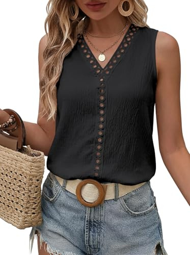 DUOEASE Camiseta Mujer Sin Mangas Solido Elegantes Casual Camiseta Mujer de Tirantes Verano Cuello en V Top