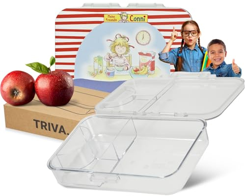 Lunchlåda för barn med Conni-frukost motiv – okrossbar matlåda för tritan med fack tillverkad i Tyskland – BPA-fri matlåda för dagis och skola – officiell licensierad produkt