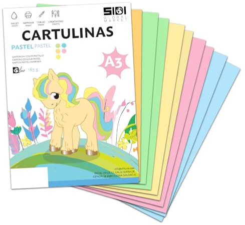 Kartong A3 pastell185 g kartong i pastellfärger för hantverk, scrapbooking, bläckstråleskrivare, skola och undervisning – SIDI (pastell, 25 h)