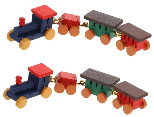 CAZSTYK Treno in Miniatura in Legno Artigianale per casa delle Bambole 1/12 con carrozze Colorate e Gancio in Metallo Che migliora la Scena Spazio Decori in Miniatura