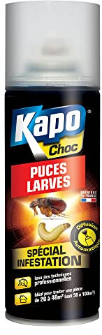 K.PRO Choc - Spray Aérosol Puces et Larves - Diffusion Continue - Spécial Infestation - Elimine les Puces et Stoppe la Croissance des Larves - Technique Professionnelle - 200ml - 20 à 40m²