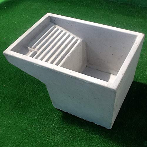 MASTRO GABRIELE Baignoire Meuble évier de buanderie Utilisation à Linge en béton Gris 84X48X H35 avec Robinet de vidange et Siphon