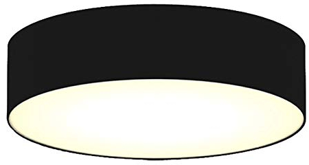 meineWunschleuchte Zeitlose runde Deckenleuchte mit LED Licht - Stoffschirm in Schwarz Ø 60cm & satinierte Abdeckung für blendfreie Beleuchtung