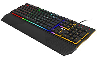 AOC GK200 Gaming Tastatur - PC-Tastatur mit englischem Layout, 25 Anti-Ghosting-Tasten, 25N Key Rollover und 1,8m Kabel