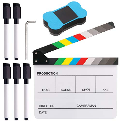 Glarks - Set di 8 lavagne per registi in acrilico colorato, 25,4 x 30,5 cm, in pellicola di plastica, con 5 pennarelli, chiave esagonale e cancellino per lavagna