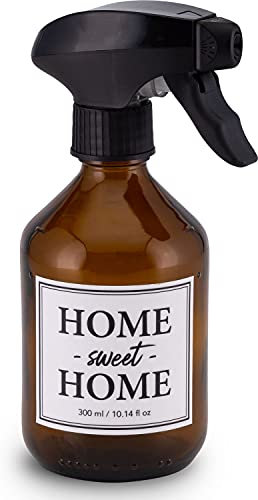 Lifestyle Lover Pack de 2 botellas pulverizadoras de 300 ml – 2 botellas de cristal marrón con pulverizador y tapón de rosca (Home Sweet Home Home 300 ml)