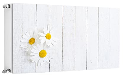 TMK ArtDeko Heizkörperverkleidung Magnetisch Wohnliches Ambiente Einfache Befestigung Magnet Heizkörperabdeckung, 100x60cm, Blumen Holz