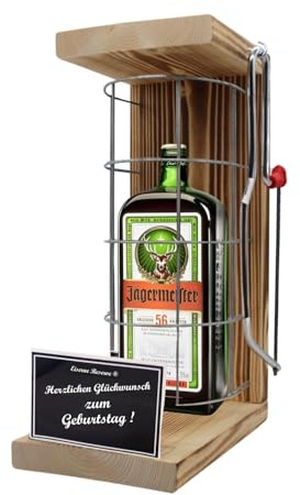 Jägermeister Geschenkee Geburtstag - Geburtstag Geschenke Eiserne Reserve Gitterkäfig Text s/w Herzlichen Glückwunsch zum Geburtstag Kräuter Likör (1 x 0.35 l)