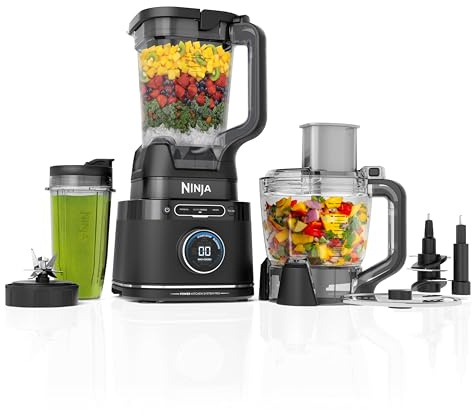 Ninja Kitchen System | All-in-One Food Processor & Blender | 8-Cup Bowl & (1) 24 oz. To-Go Cup BlendSense Tech | For Smoothies, Cookie Dough, Salsas, Cole Slaw & More | 1800 Peak Watt | Black | TB401