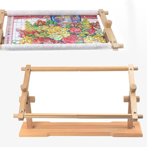 BDXZJ Stickständer Stickrahmen Holz, Stickerei-Kreuzstichrahmen-Ständer, Einstellbare Stickrahmentischplatte Holzrahmen, 220-Grad-Drehung für Nähen Stickerei Kreuzstich