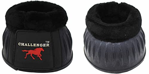 CHALLENGER Horse Rubber Overreach Hoof Protection Fleece Bell Boots 41HI01BK-M