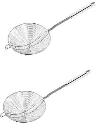 ABOOFAN 2St Siebe aus Edelstahl Edelstahlsiebe sieb aus edelstahl groß Filter Kelle Skimmer zum Servieren von Speisen Drahtlöffel Nudel metallische Linie Teesieb Abschäumer Lebensmittel