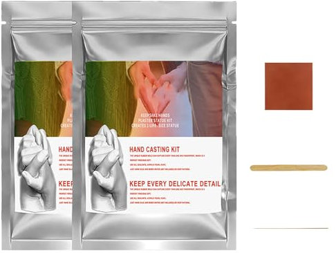 Pärchen Geschenke Gips Handabdruck Set,Gips-Handabdruck-Set,Hochwertiges Gipsabdruckset,Gips Handabdruck Set für Paare,Gipsabdruck Hände,3D Handabdruck Set,25G+25G